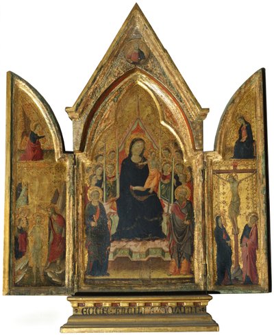 Triptych: Virgin Mary and Child with Saints, Angels and the Crucifixion بواسطة المدرسة الايطالية