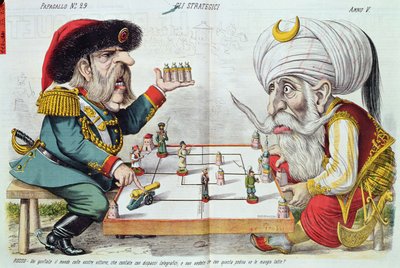 تركيا وروسيا تلعبان لعبة استراتيجية ، من Le Perroquet ، 1877 بواسطة المدرسة الايطالية