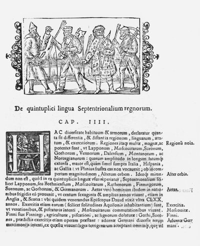 مجموعة متنوعة من اللغات ، من تاريخ الشعوب الشمالية بواسطة Olaus Magnus (1490-1558) ، نُشر في روما ، 1555 بواسطة المدرسة الايطالية