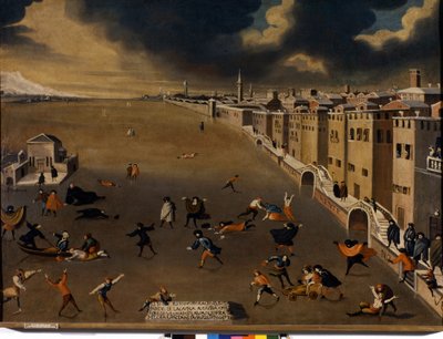 مدينة البندقية. البحيرة المتجمدة في حي Fondamenta Nuove في القرن الثامن عشر. البندقية ، Pinacoteca Querini - Stampalia. بواسطة المدرسة الايطالية