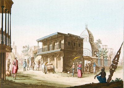 منظر لشارع في كلكتا ، من "Le Costume Ancien et Moderne" بقلم Jules Ferrario ، نقش بواسطة G.Lancon ، نُشر في ميلانو بواسطة المدرسة الايطالية