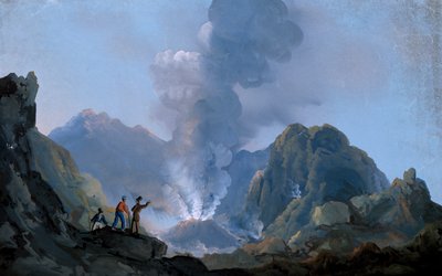 View of the crater of Vesuvius in 1829 (gouache) بواسطة المدرسة الايطالية