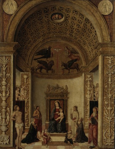 عرش العذراء والطفل ، c.1500-20 بواسطة المدرسة الايطالية