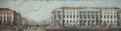 جسر الشرطة مع قصر ستروغانوف. من بانوراما نيفسكي بروسبكت ، 1830 بواسطة إيفان أليكسيفيتش إيفانوف