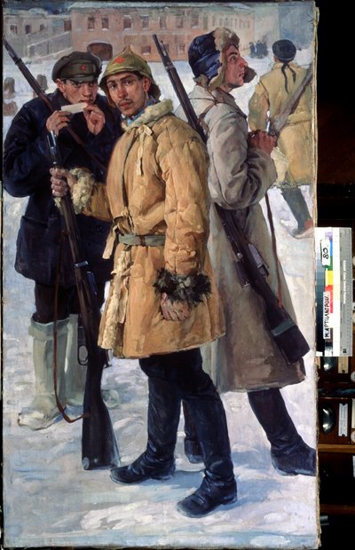 "" جنود الجيش الأحمر "لوحة رسمها إيفان دروزدوف (1880-1939) 1918 متحف الدولة المركزي للمدفعية ، سانت بطرسبرغ بواسطة إيفان جورجيفيتش دروزدوف