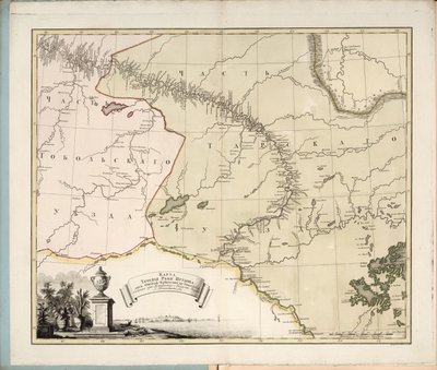 خريطة تدفق نهر إيرتيش من قلعة أومسك إلى توبولسك ، 1780. بواسطة إيفان إيفانوفيتش إيسلينييف