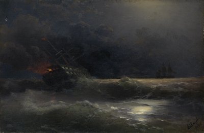 حرق السفينة حلقة من الحرب الروسية التركية ، 1896 بواسطة إيفان كونستانتينوفيتش أيفازوفسكي