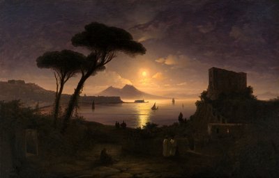 خليج نابولي في Moonlit Night ، 1842 بواسطة إيفان كونستانتينوفيتش أيفازوفسكي