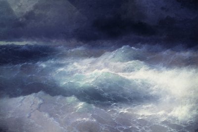 بين الأمواج (بين الأمواج). لوحة إيفان كونستانتينوفيتش ألفازوسكي (1817-1900). زيت على قماش ، 285 × 429 سم بواسطة إيفان كونستانتينوفيتش ألفازوسكي