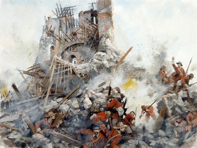 تدمير The Keep ، الحرب الأهلية الإنجليزية ، قلعة سكاربورو ، 1645 ، c1990-2010 بواسطة إيفان لابر