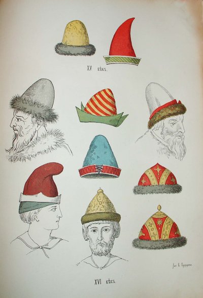 غطاء رأس روسي في القرنين الخامس عشر والسادس عشر ، 1850-1852 بواسطة إيفان ميخائيلوفيتش سنيجيريف
