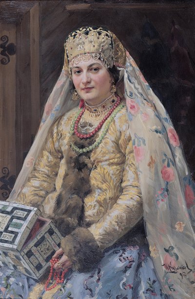 "صورة زوجة الفنان" لوحة رسمها إيفان كوليكوف (1875-1941) 1917 خافت 102.8 × 67.3 سم مجموعة خاصة بواسطة إيفان سيميونوفيتش كوليكوف