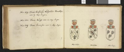 رسم توضيحي مأخوذ من أرشيف خاص في المكتبة الوطنية بعنوان Insignia quædam virorum illustrium in Norvegia quodam Habantium بواسطة Iver Nielssøn Hirtzholm بواسطة إيفر هيرتزهولم