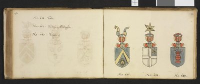 رسم توضيحي مأخوذ من أرشيف خاص في المكتبة الوطنية بعنوان Insignia quædam virorum illustrium in Norvegia quodam Habantium بواسطة Iver Nielssøn Hirtzholm بواسطة إيفر هيرتزهولم