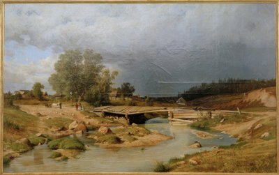 Landschaft mit Holzbrücke بواسطة إيفان إيفانوفيتش شيشكين