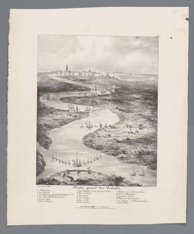 مسار شيلدت من فورت باث إلى أنتويرب ، 1832 خريطة Scheldt (العنوان على الكائن) بواسطة جبرويدر بوفا وشركاه