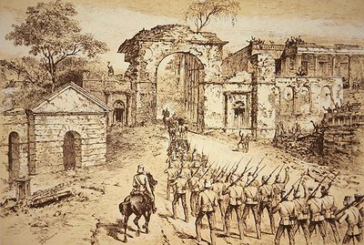 دخول الجنرال أوترام لدفاعات الإقامة ، لكناو ، في 25 سبتمبر 1858 ، على رأس قوة إغاثة هافلوك (ليثو) بواسطة JF (بعد) ويدون