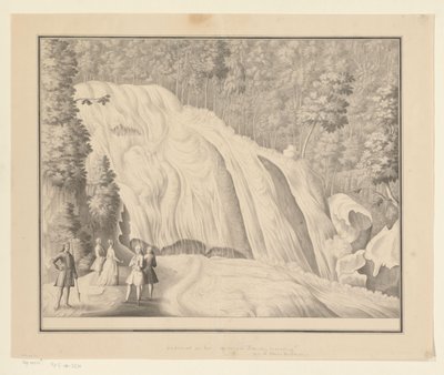 شلال في جبال بانتيمورونج شلال في جبال بانتي "Moerong A.J." (العنوان على الجسم) بواسطة JG Loten (توقيع الفنان)