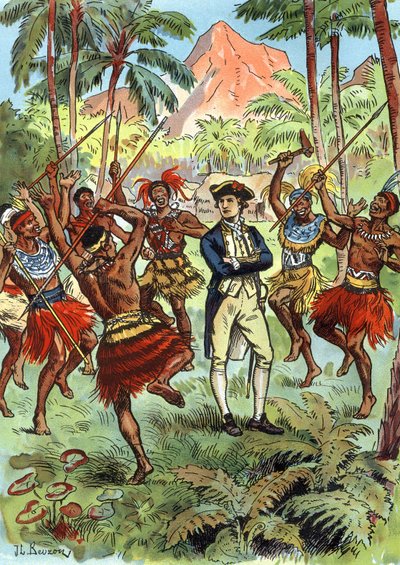 جيمس كوك (1728-1779) والسكان المحليين في هاواي بواسطة جي إل بيوزون (fl.1880 1940)