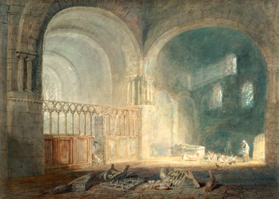 "Transept of Ewenny Priory ، Glamorganshire" ، ١٧٩٧ بواسطة جوزيف مالورد وليام تورنر