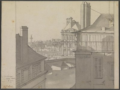 منظر من شقة JP Møller في Hotel d'Irlande ، Rue de Beaune no. 3 ، عبر نهر السين باتجاه التويلري وشارع ريفولي ، 6 مارس 1812 بواسطة جي بي مولر