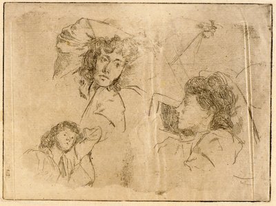 ثلاثة رؤوس--رسومات بواسطة J. Alden Weir