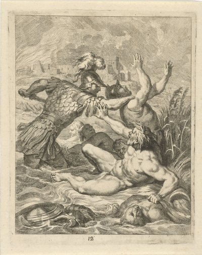 أخيل يحارب مع إله النهر سكاماندر مشاهد من حياة أخيل (عنوان المسلسل) Vitam et mortem achilli (عنوان المسلسل) بواسطة ألكسندر يانسنز