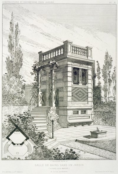 غرفة الاستحمام ، من حجم التصاميم من قبل مختلف المهندسين المعماريين ، الحانة. موريل وسي ، باريس ، c.1880 بواسطة جيه بوسارد