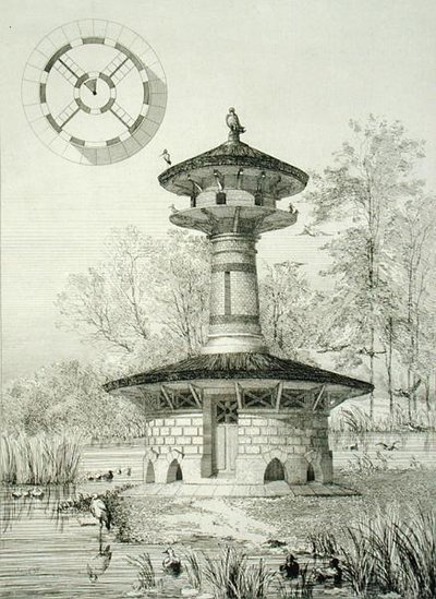مأوى للطيور المائية في Poissy ، من "Constructions et Decorations pour Jardins" ، تم نشره حوالي 1880 (نقش) بواسطة جيه بوسارد