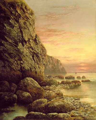 المنظر البحري مع جرف عند الغروب ، 1889 بواسطة J. H. Blunt