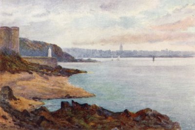 Mole des Noires and Dinard ، من شاطئ St Malo (لون ليثو) بواسطة جيه. هاردويك لويس