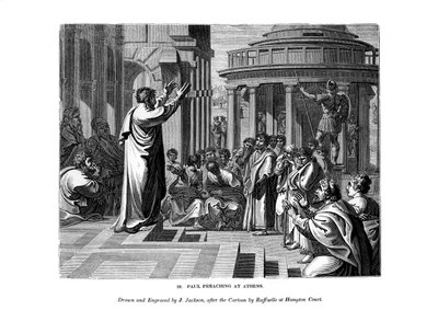 الوعظ بولس في أثينا ، 1843. بواسطة جيه جاكسون