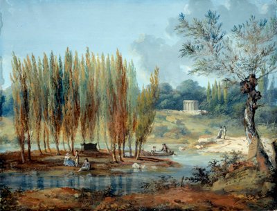 منظر لمقبرة الفيلسوف السويسري جان جاك روسو (1712-1778) في إرمينونفيل (أويس) لوحة بقلم جي موريث (القرن الثامن عشر) متحف كارنافالي في باريس بواسطة جي موريث