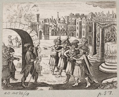 رسم توضيحي لآدم أوليريوس ، "روزنتال الفارسية لشاعر بارع شيش سعدي [...]" ، شليسفيغ 1660 بواسطة جي مولر