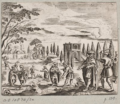 رسم توضيحي لآدم أوليريوس ، "روزنتال الفارسية لشاعر بارع شيش سعدي [...]" ، شليسفيغ 1660 بواسطة جي مولر
