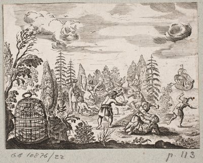 رسم توضيحي لآدم أوليريوس ، "روزنتال الفارسية لشاعر بارع شيش سعدي [...]" ، شليسفيغ 1660 بواسطة جي مولر