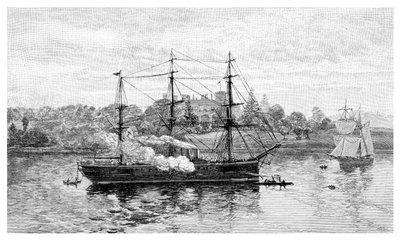 مقر الحكومة و HMS Nelson ، سيدني ، نيو ساوث ويلز ، أستراليا ، 1886. بواسطة جي آر أشتون