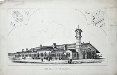 محطة جديدة في دوفور (كذا). سكك حديد لندن وتشاتام ودوفور. 1860 (النقش على الورق) بواسطة جي آر جوبينز