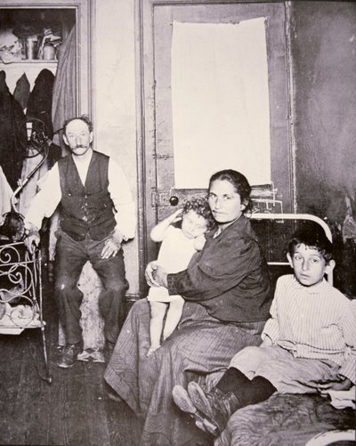 Immigrant family, Lower East Side, New York City, c.1910 (b/w photo) بواسطة يعقوب أغسطس ريس