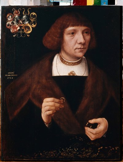 صورة لرجل مع حلقات. صورة ذكر مع حلقات. لوحة ليعقوب فان أوتريخت (حوالي 1479 بعد 1525) بواسطة يعقوب كلايز. من أوترخت