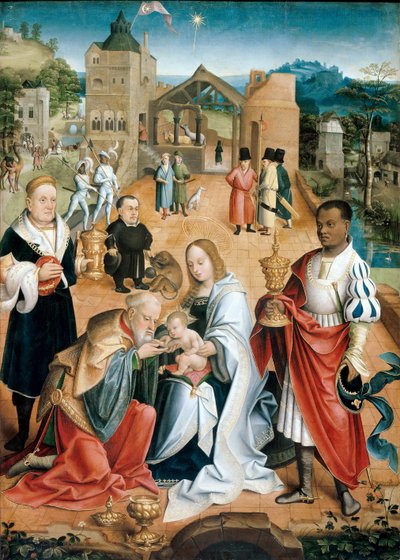 العشق من المجوس (اللوحة المركزية للثلاثي) - Peinture de Jacob Claesz. فان أوترخت (حوالي 1480 - 1530) بواسطة يعقوب كلايز. من أوترخت