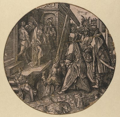 بيلاطس يُظهر المسيح للشعب (Ecce Homo) العاطفة المستديرة (عنوان المسلسل) بواسطة جاكوب كورنيليز فان أوستسانين