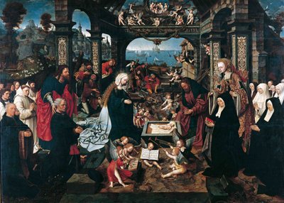 ميلاد المسيح par Cornelisz van Oostsanen، Jacob (Jacob Cornelisz van Amsterdam) (حوالي 1470-1533). زيت على خشب بواسطة جاكوب كورنيليز فان أوستسانين