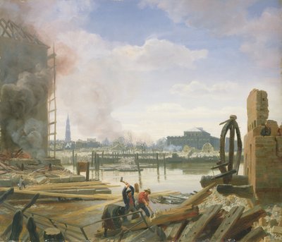 هامبورغ بعد الحريق ، 1842 بواسطة جاكوب جينسلر