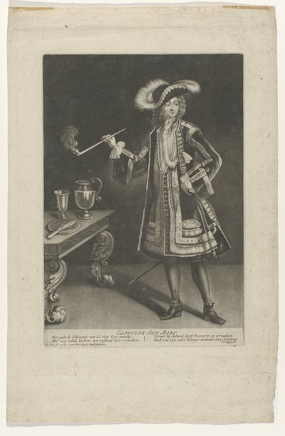 صورة القبطان جان بارت واقفًا مع أنبوب Capiteyn Jan Bart (العنوان على الكائن) بواسطة جاكوب جول