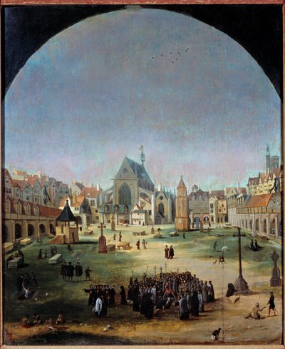 مقبرة الأبرياء وقبرها الجماعي في عهد فرانسوا الأول لوحة رسمها جاكوب غريمر (1526 - 1589) بواسطة يعقوب جريمر