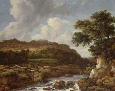المناظر الطبيعية الجبلية مع سيل بواسطة Jacob van Ruisdael