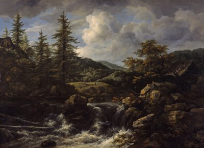المناظر الطبيعية المشجرة مع الشلال ، c.1665-1670 بواسطة Jacob van Ruisdael