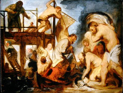 رسم تخطيطي للقديس بيتر العثور على أموال الجزية في فم السمكة (زيت على لوحة) بواسطة يعقوب جوردان