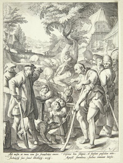 الابن الضال يُستأجر كخنازير بواسطة Karel van Mander I